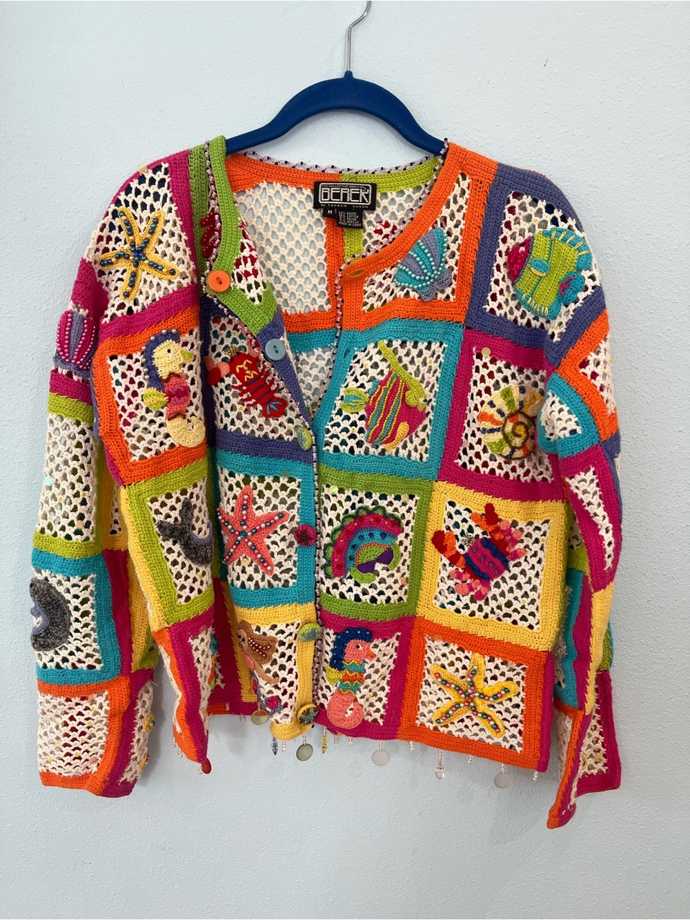 Multicolor Crochet Patchwork Cardigan Sweater - Vibrant Multi BEREK